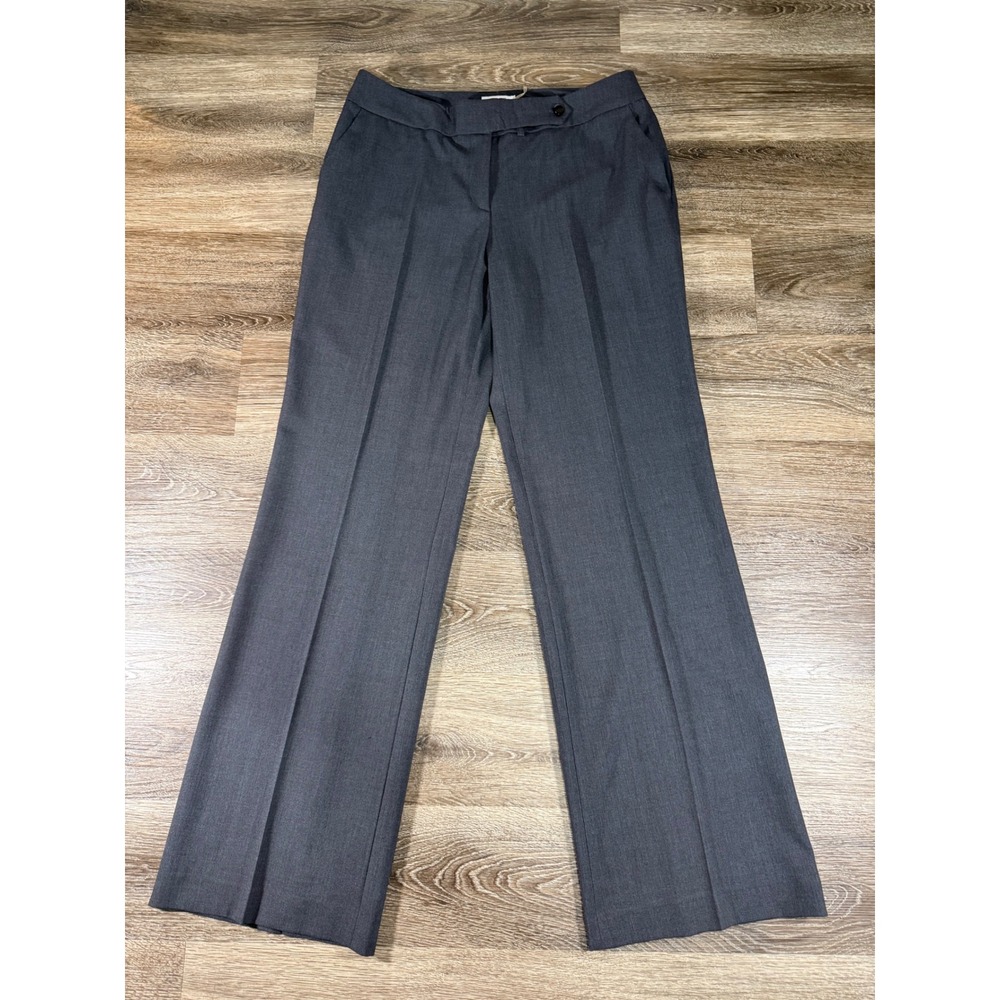 Vicky Tiel Womens Gray Wide Leg Dress Pants Long Fit Size 10 Office Trousers